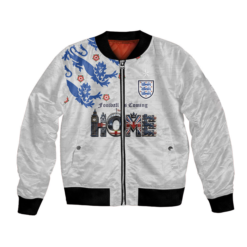 Custom England National Football Bomber Jacket Football is Coming Home Typography Sporty Style