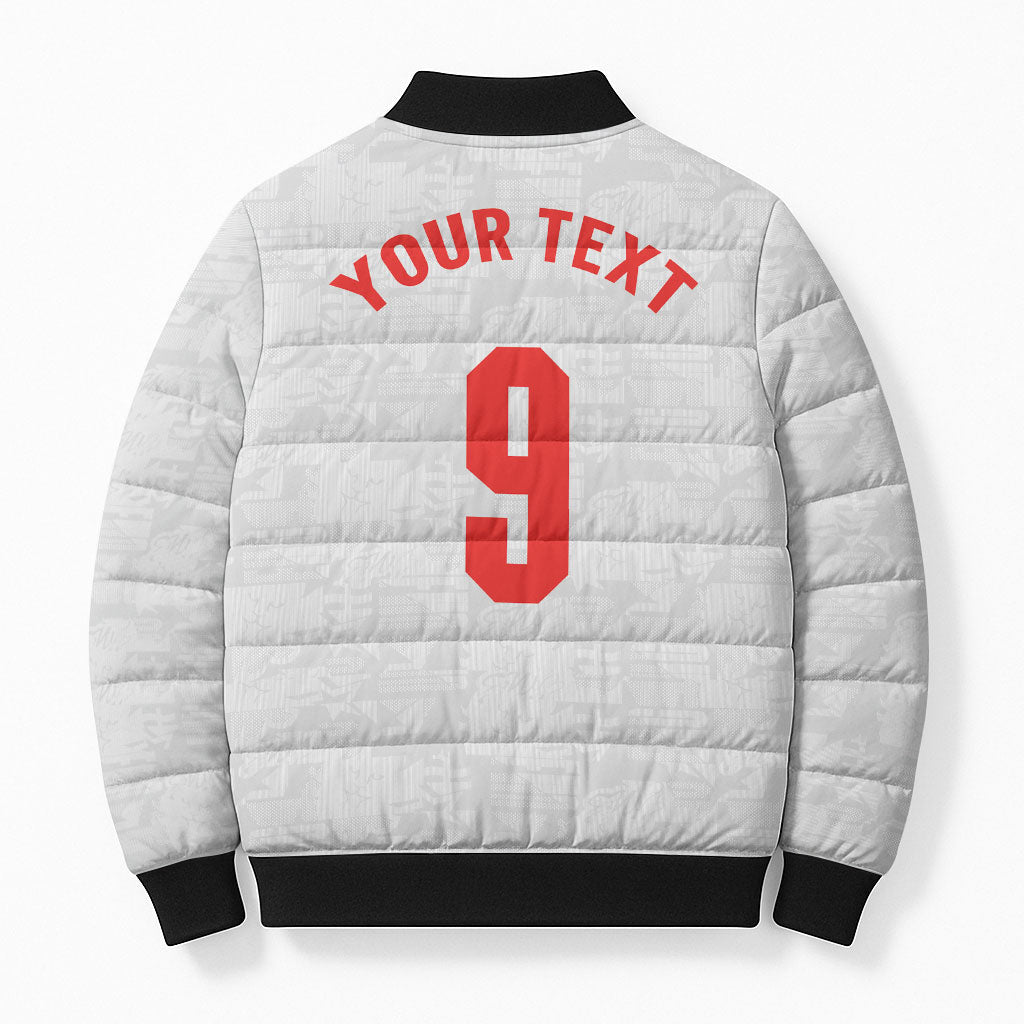 Custom England National Football Bomber Puffer Jacket Football is Coming Home Typography Sporty Style