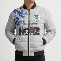 Custom England National Football Bomber Puffer Jacket Football is Coming Home Typography Sporty Style
