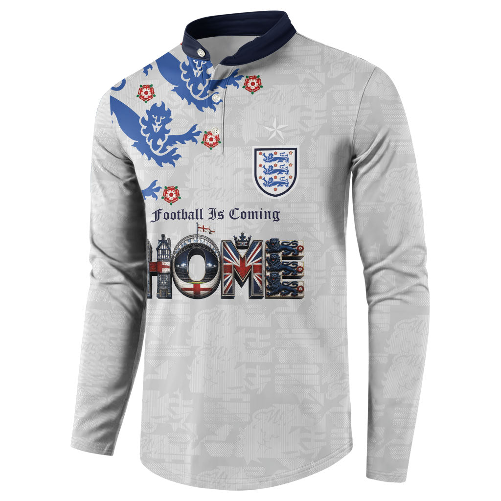 Custom England National Football Button Sweatshirt Football is Coming Home Typography Sporty Style