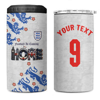 Custom England National Football 4 in 1 Can Cooler Tumbler Football is Coming Home Typography Sporty Style