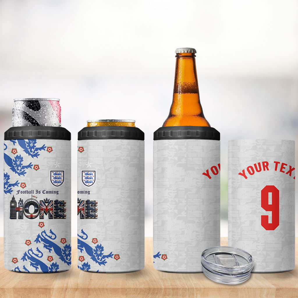 Custom England National Football 4 in 1 Can Cooler Tumbler Football is Coming Home Typography Sporty Style