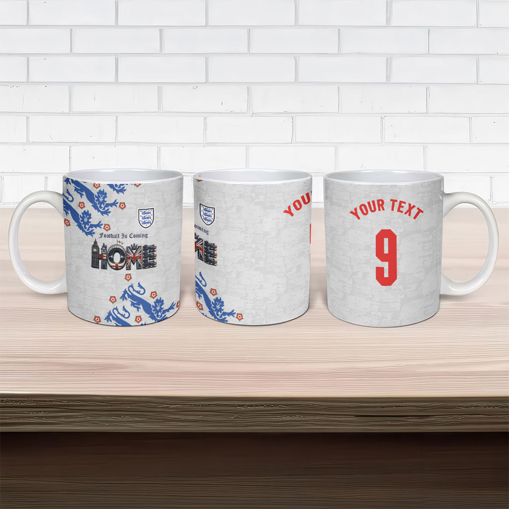 Custom England National Football Ceramic Mug Football is Coming Home Typography Sporty Style