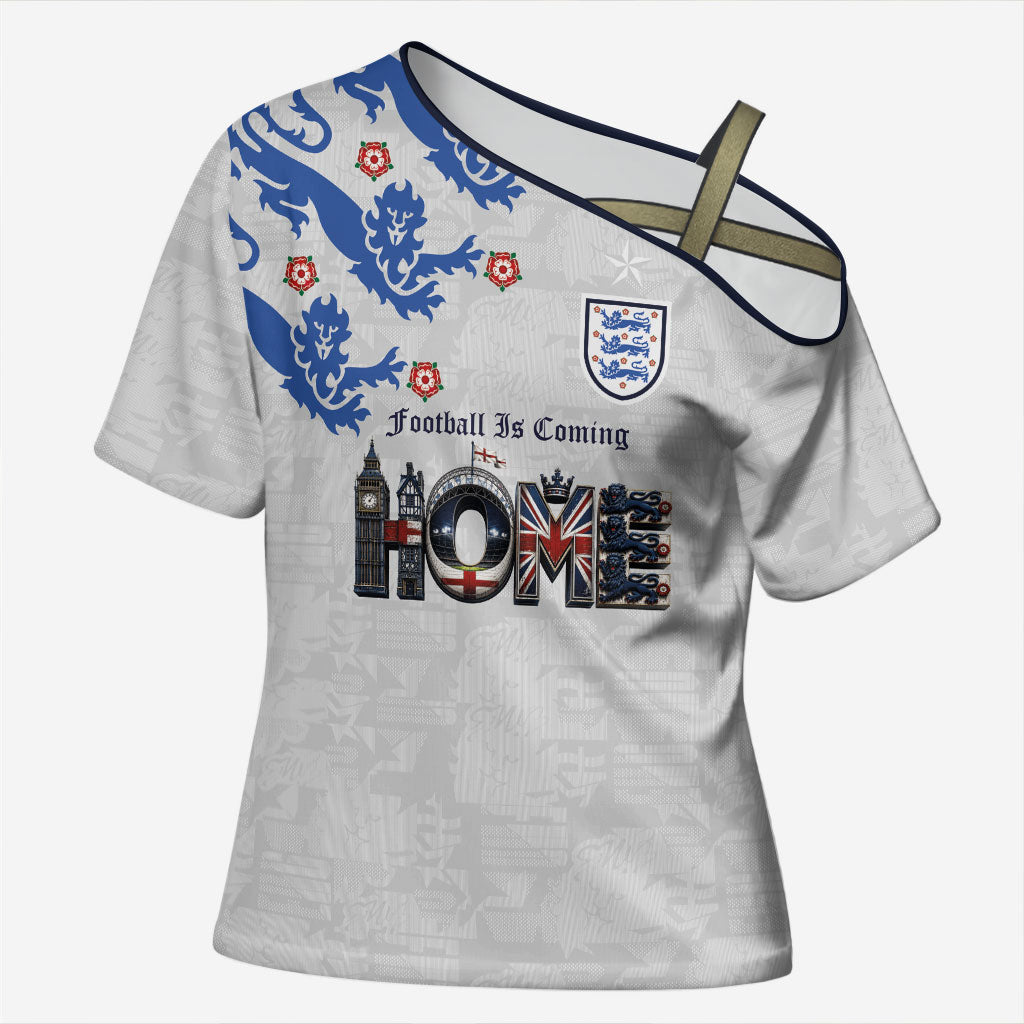 Custom England National Football Cross Shoulder Shirt Football is Coming Home Typography Sporty Style