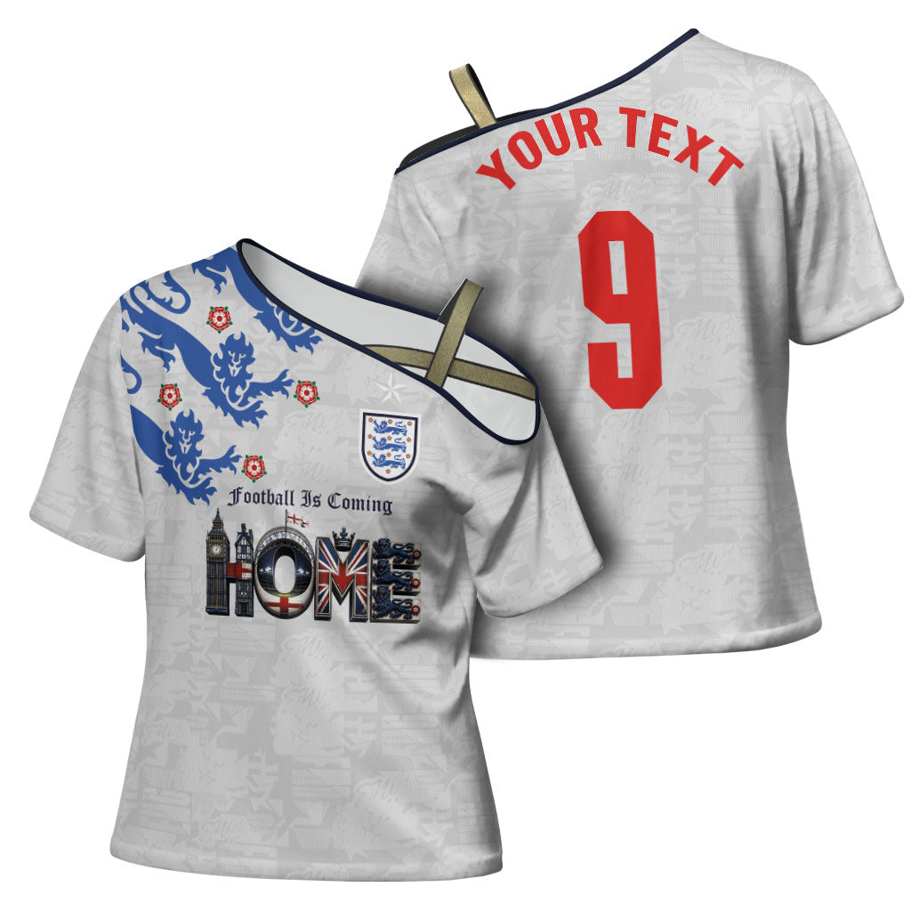 Custom England National Football Cross Shoulder Shirt Football is Coming Home Typography Sporty Style