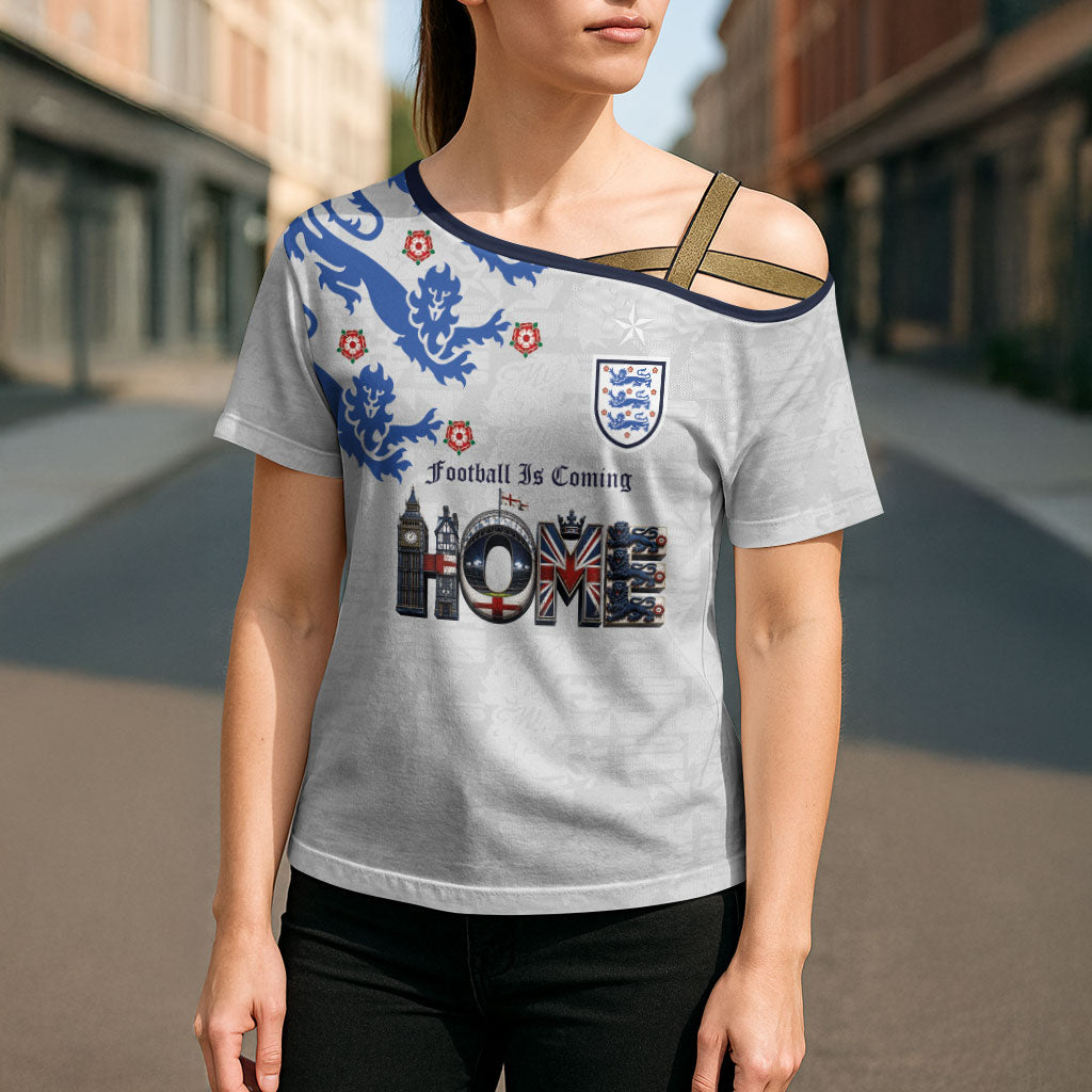 Custom England National Football Cross Shoulder Shirt Football is Coming Home Typography Sporty Style