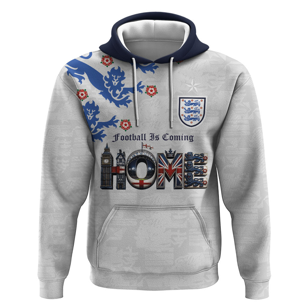 Custom England National Football Hoodie Football is Coming Home Typography Sporty Style