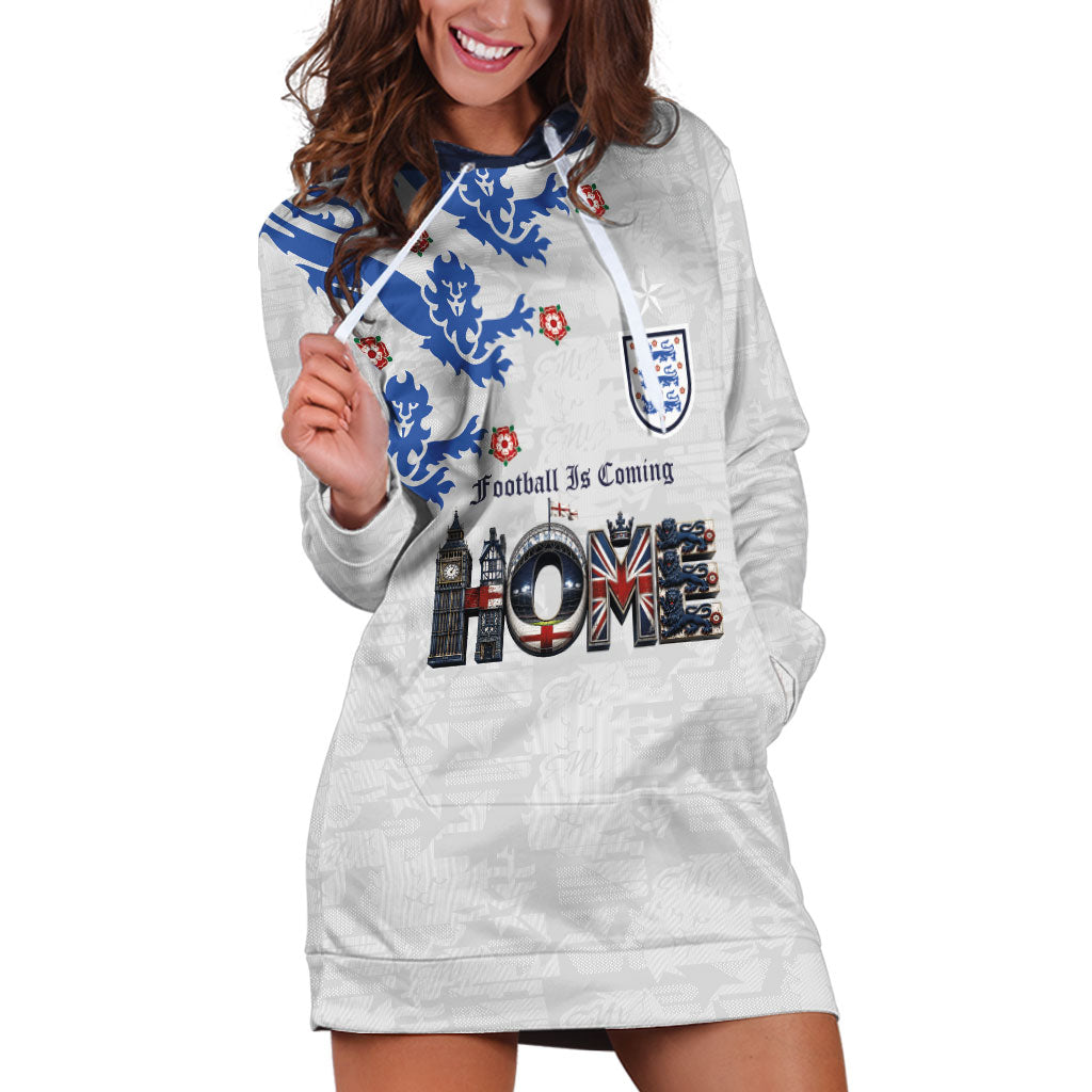 Custom England National Football Hoodie Dress Football is Coming Home Typography Sporty Style