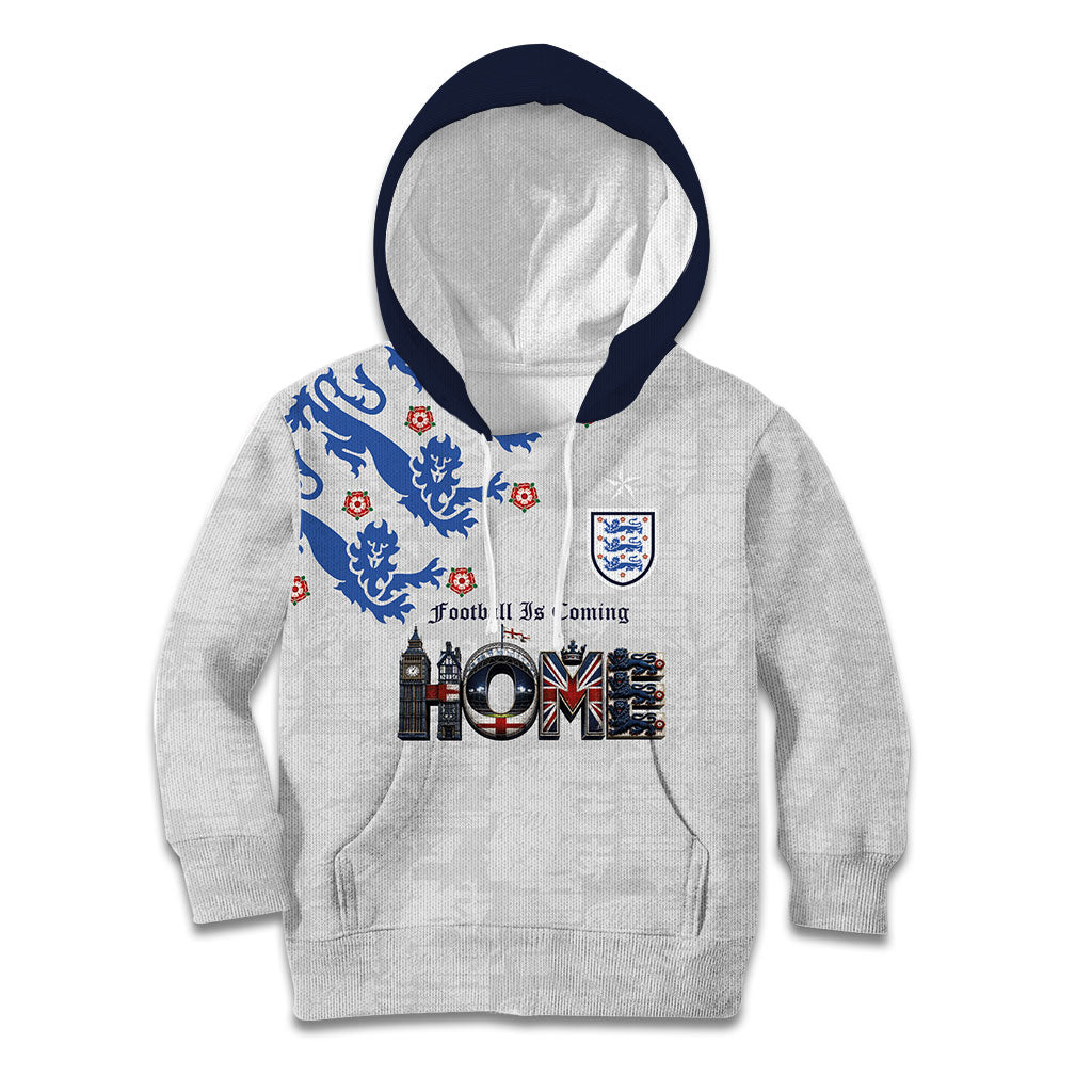 Custom England National Football Kid Hoodie Football is Coming Home Typography Sporty Style