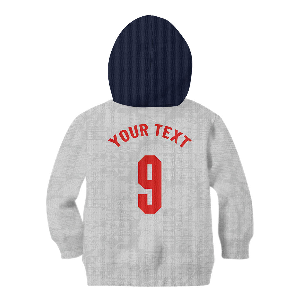 Custom England National Football Kid Hoodie Football is Coming Home Typography Sporty Style