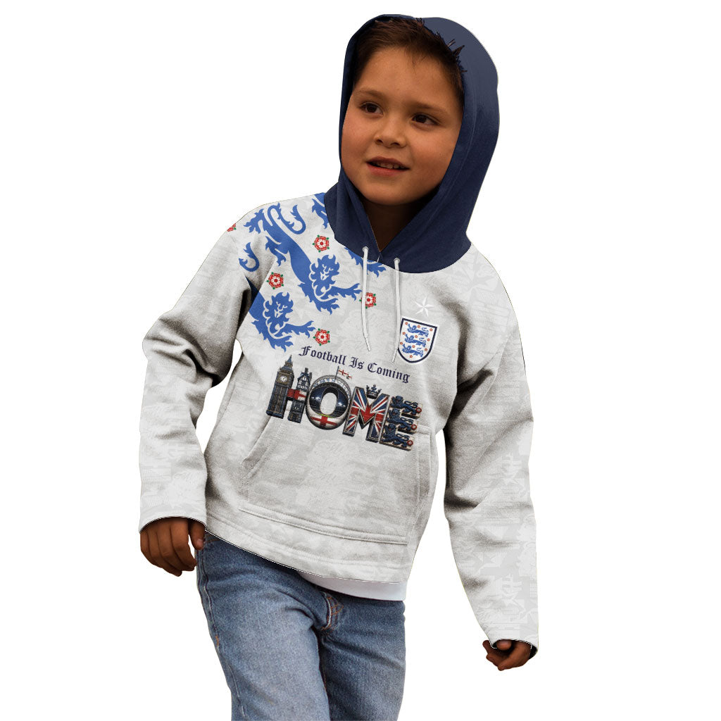 Custom England National Football Kid Hoodie Football is Coming Home Typography Sporty Style
