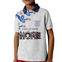 Custom England National Football Kid Polo Shirt Football is Coming Home Typography Sporty Style