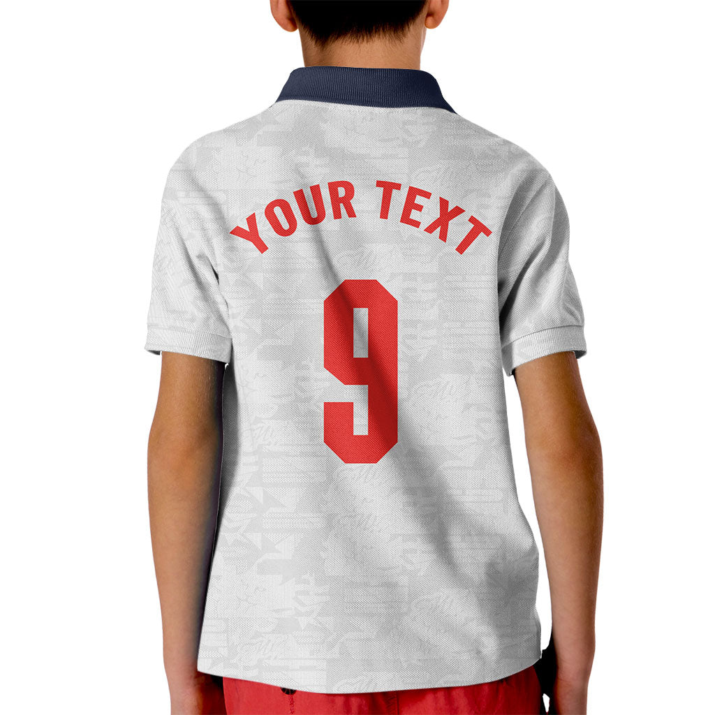 Custom England National Football Kid Polo Shirt Football is Coming Home Typography Sporty Style