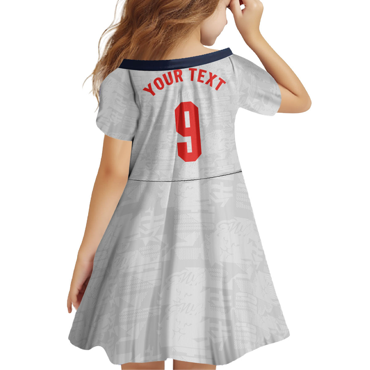 Custom England National Football Kid Short Sleeve Dress Football is Coming Home Typography Sporty Style
