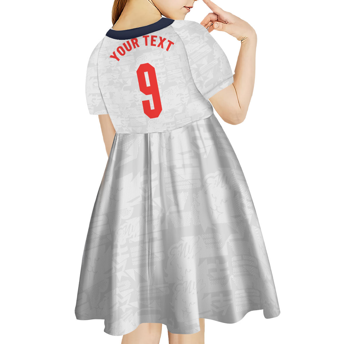Custom England National Football Kid Short Sleeve Dress Football is Coming Home Typography Sporty Style