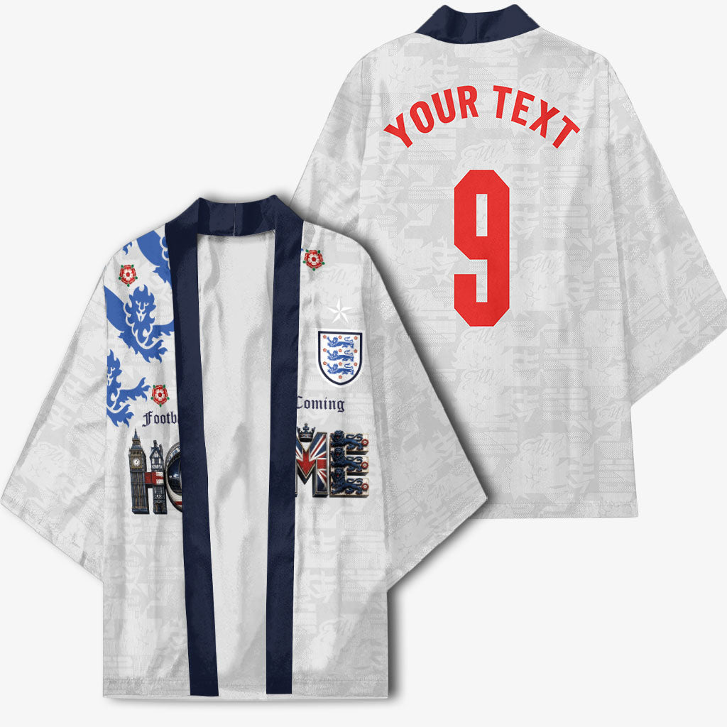 Custom England National Football Kimono Football is Coming Home Typography Sporty Style