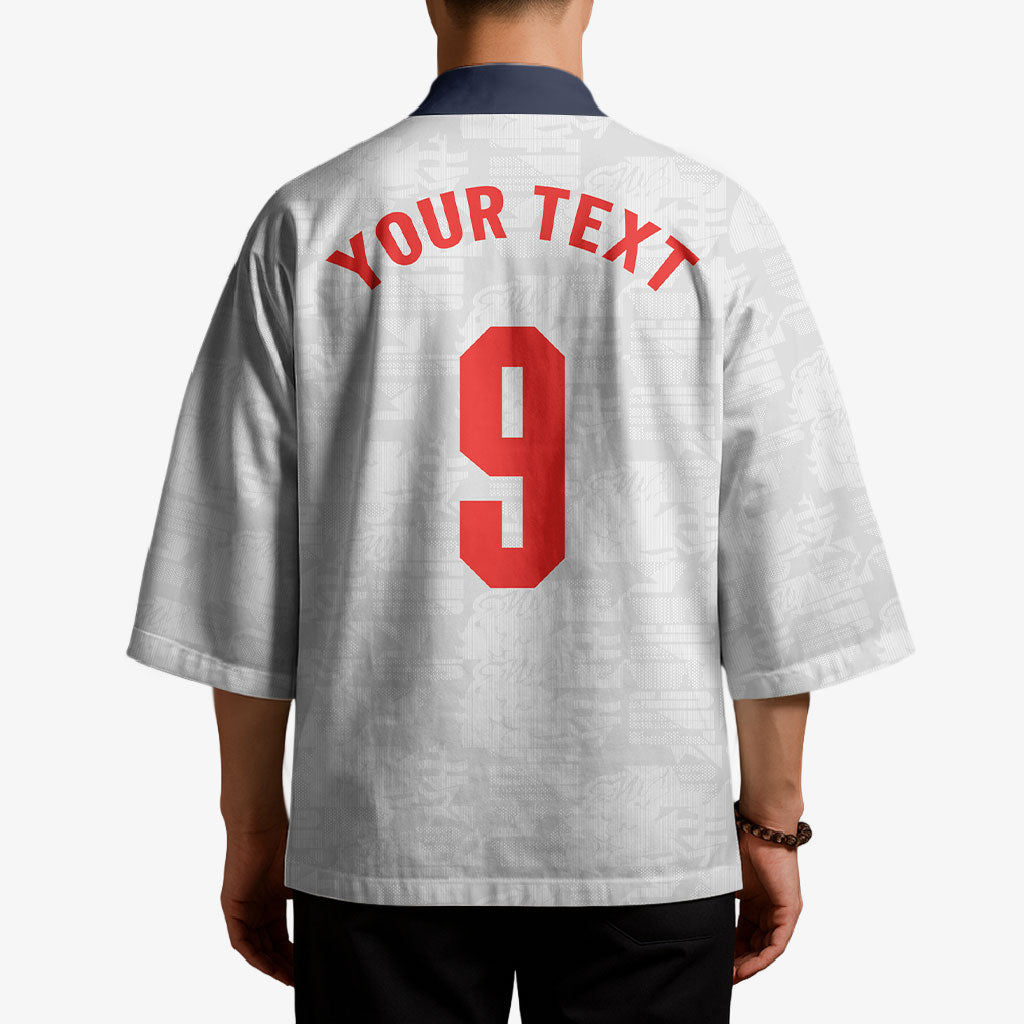 Custom England National Football Kimono Football is Coming Home Typography Sporty Style