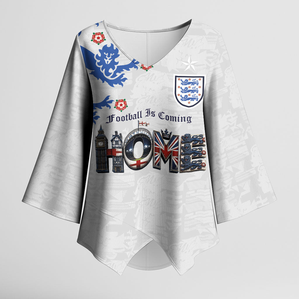 Custom England National Football Kimono Sleeve Blouse Football is Coming Home Typography Sporty Style