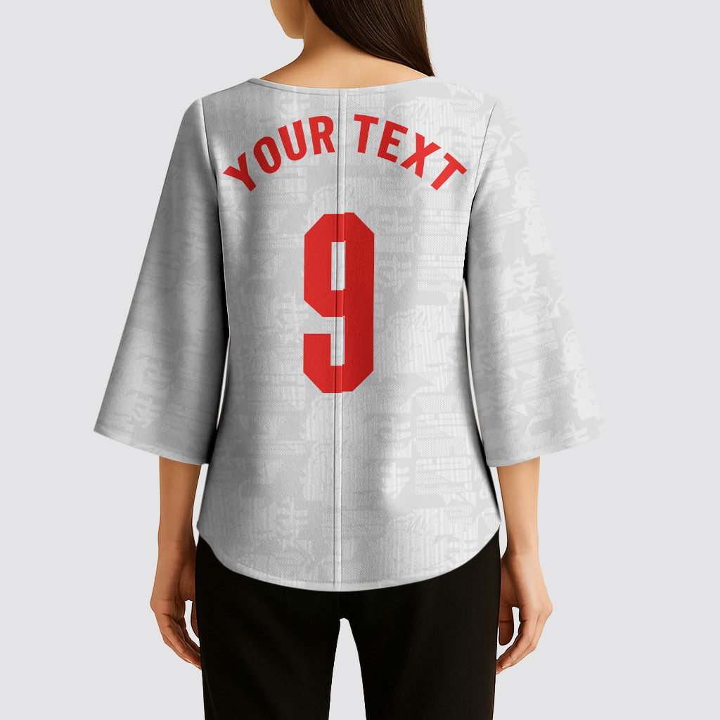 Custom England National Football Kimono Sleeve Blouse Football is Coming Home Typography Sporty Style