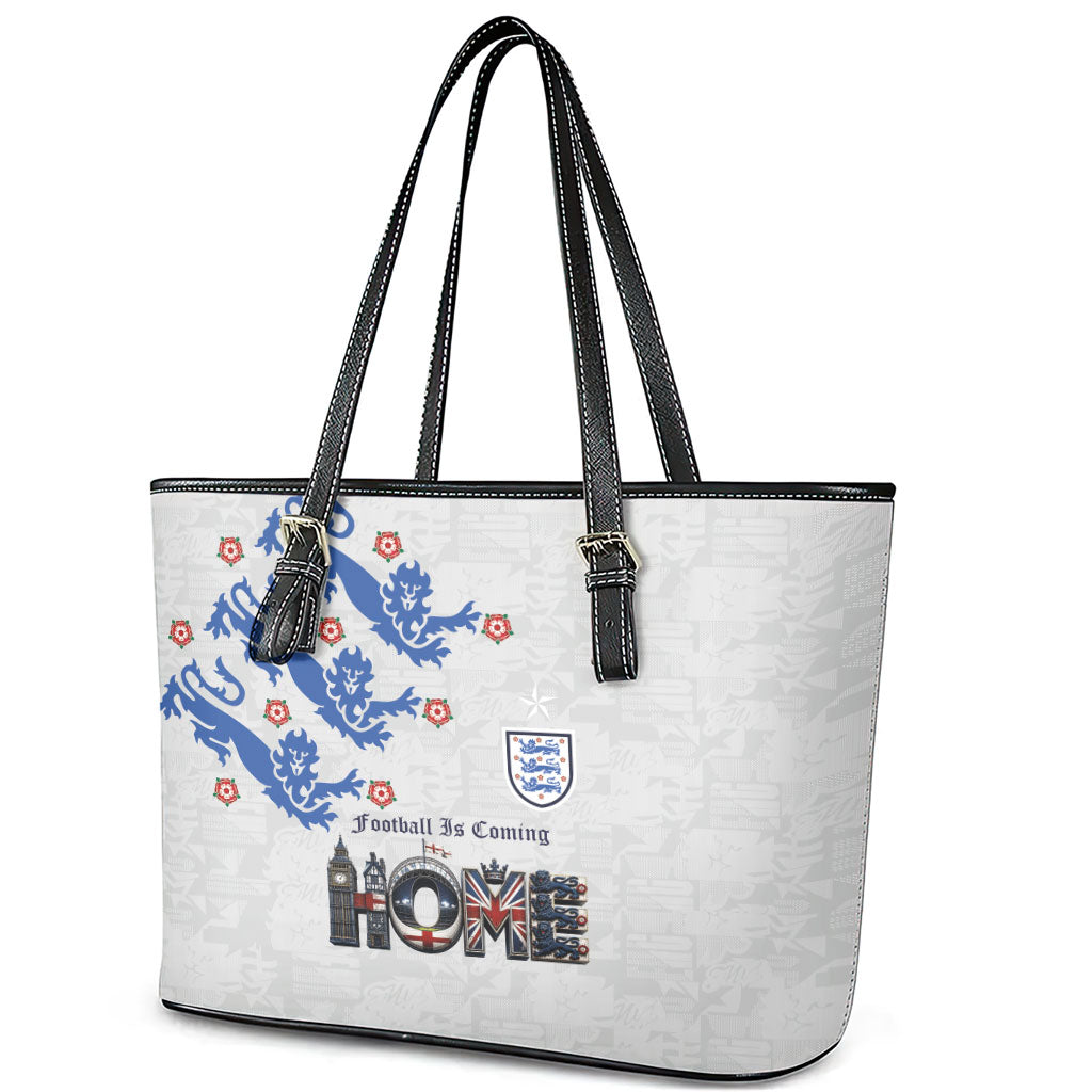 England National Football Leather Tote Bag Football is Coming Home Typography Sporty Style