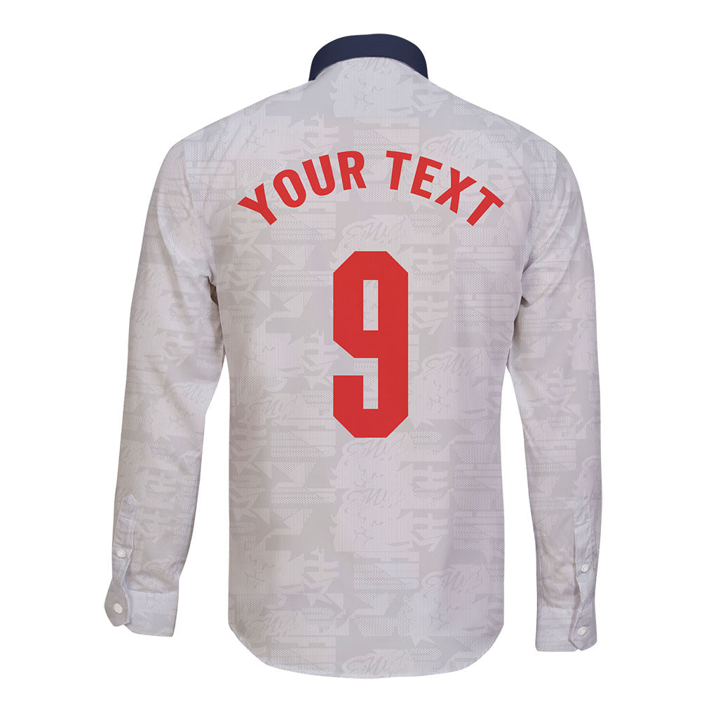 Custom England National Football Long Sleeve Button Shirt Football is Coming Home Typography Sporty Style