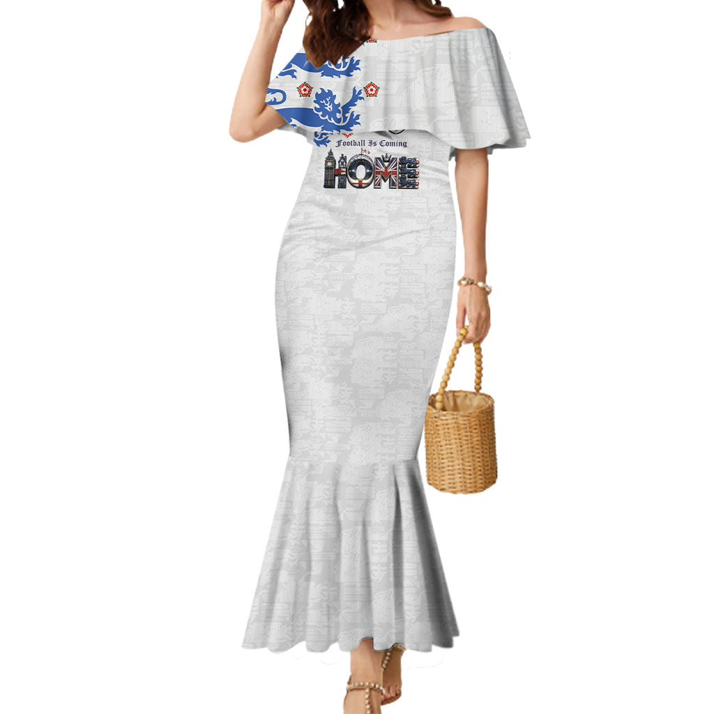 Custom England National Football Mermaid Dress Football is Coming Home Typography Sporty Style