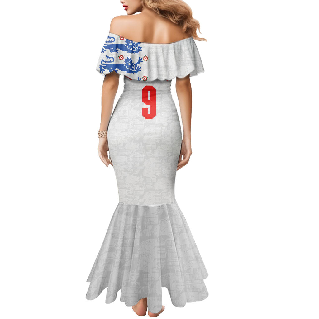 Custom England National Football Mermaid Dress Football is Coming Home Typography Sporty Style