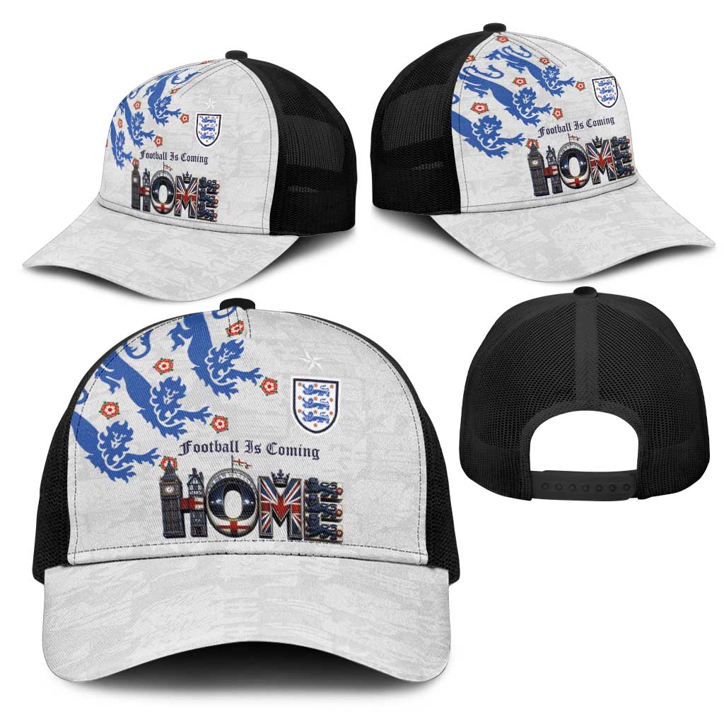 England National Football Mesh Trucker Cap Football is Coming Home Typography Sporty Style