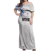 Custom England National Football Off Shoulder Maxi Dress Football is Coming Home Typography Sporty Style