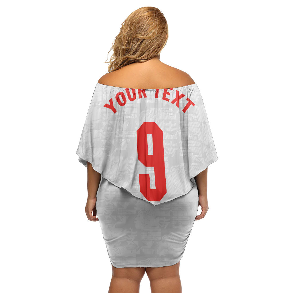 Custom England National Football Off Shoulder Short Dress Football is Coming Home Typography Sporty Style