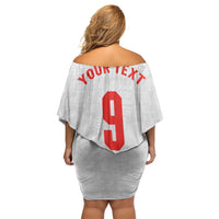 Custom England National Football Off Shoulder Short Dress Football is Coming Home Typography Sporty Style