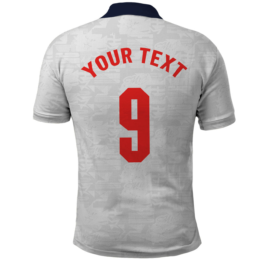 Custom England National Football Polo Shirt Football is Coming Home Typography Sporty Style