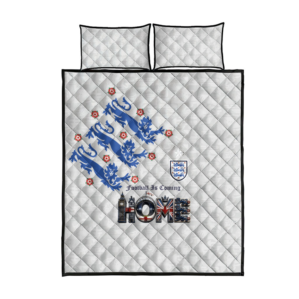 England National Football Quilt Bed Set Football is Coming Home Typography Sporty Style