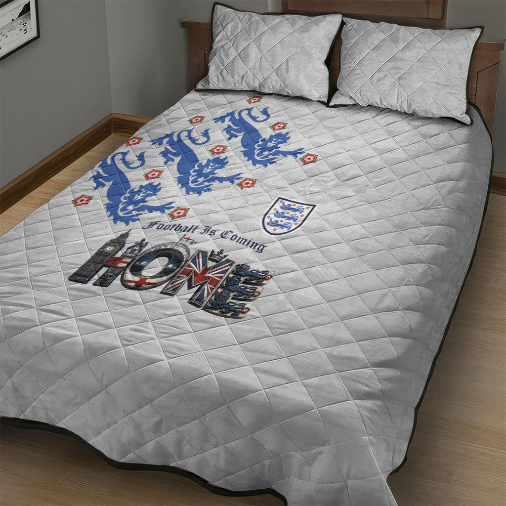 England National Football Quilt Bed Set Football is Coming Home Typography Sporty Style