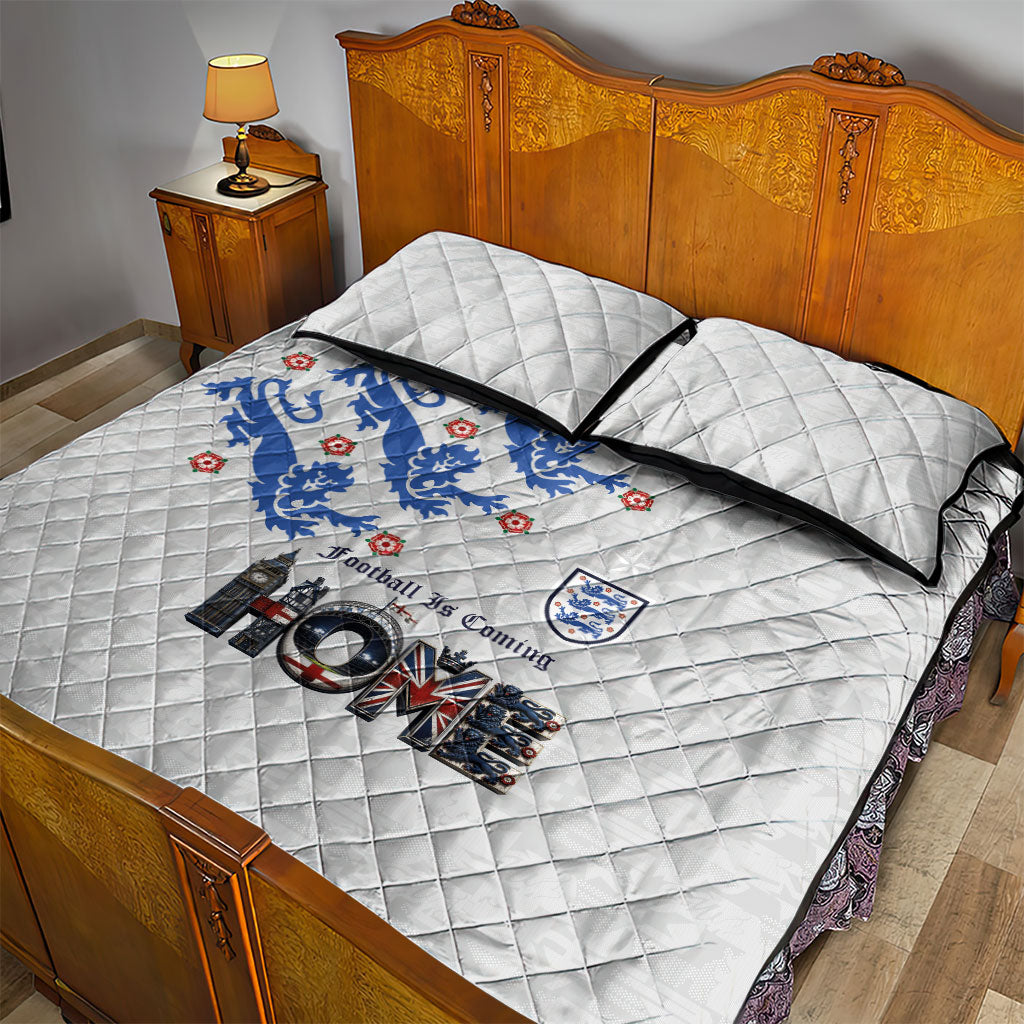 England National Football Quilt Bed Set Football is Coming Home Typography Sporty Style