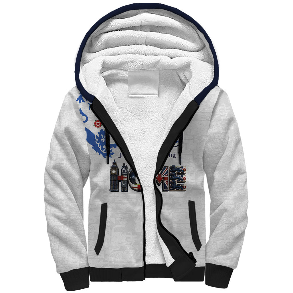 Custom England National Football Sherpa Hoodie Football is Coming Home Typography Sporty Style