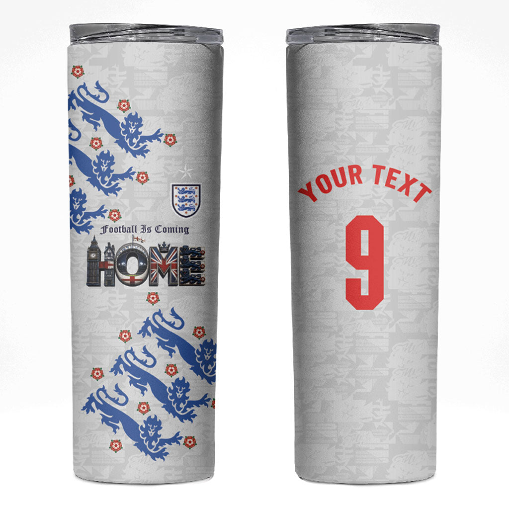 Custom England National Football Skinny Tumbler Football is Coming Home Typography Sporty Style
