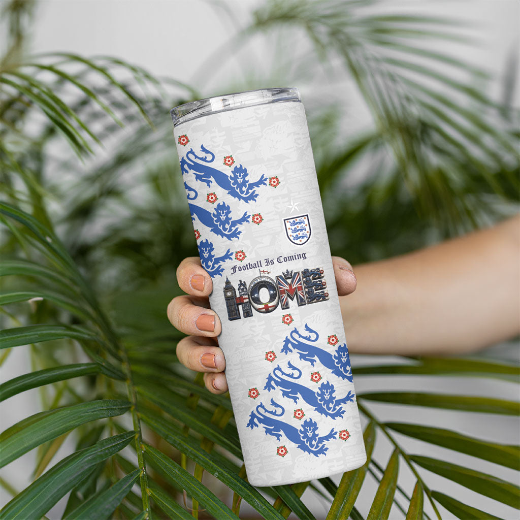 Custom England National Football Skinny Tumbler Football is Coming Home Typography Sporty Style