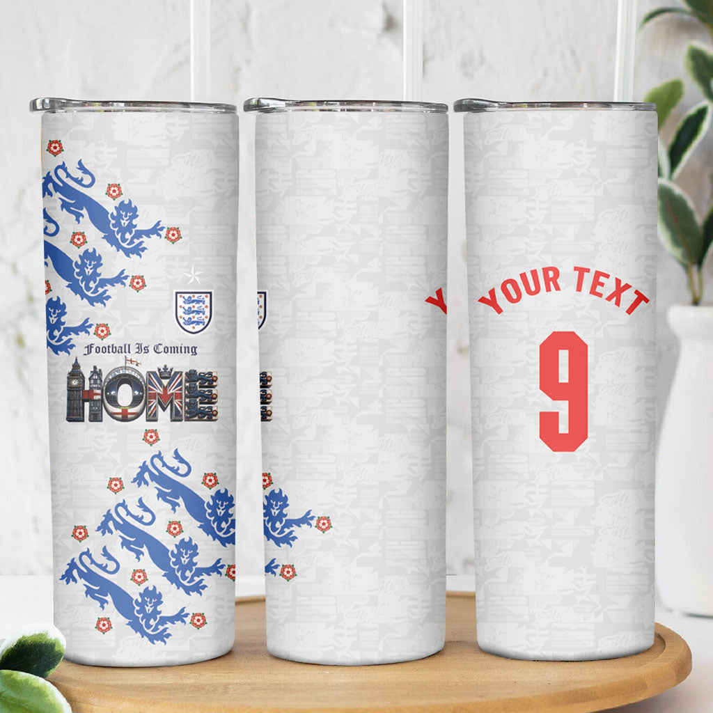 Custom England National Football Skinny Tumbler Football is Coming Home Typography Sporty Style