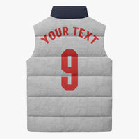 Custom England National Football Sleeveless Puffer Jacket Football is Coming Home Typography Sporty Style