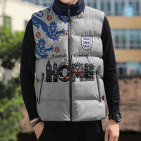 Custom England National Football Sleeveless Puffer Jacket Football is Coming Home Typography Sporty Style