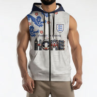 Custom England National Football Sleeveless Zip Hoodie Football is Coming Home Typography Sporty Style