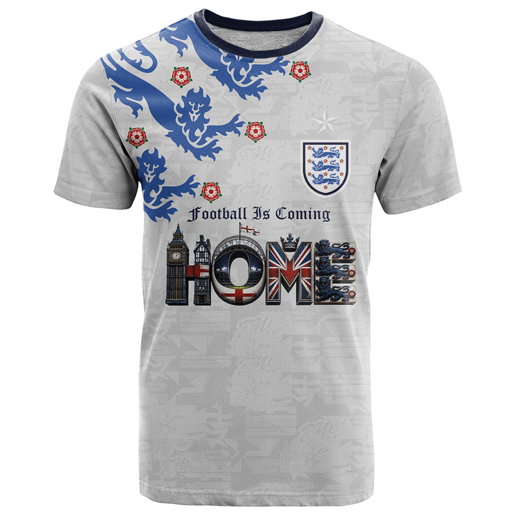 Custom England National Football T Shirt Football is Coming Home Typography Sporty Style