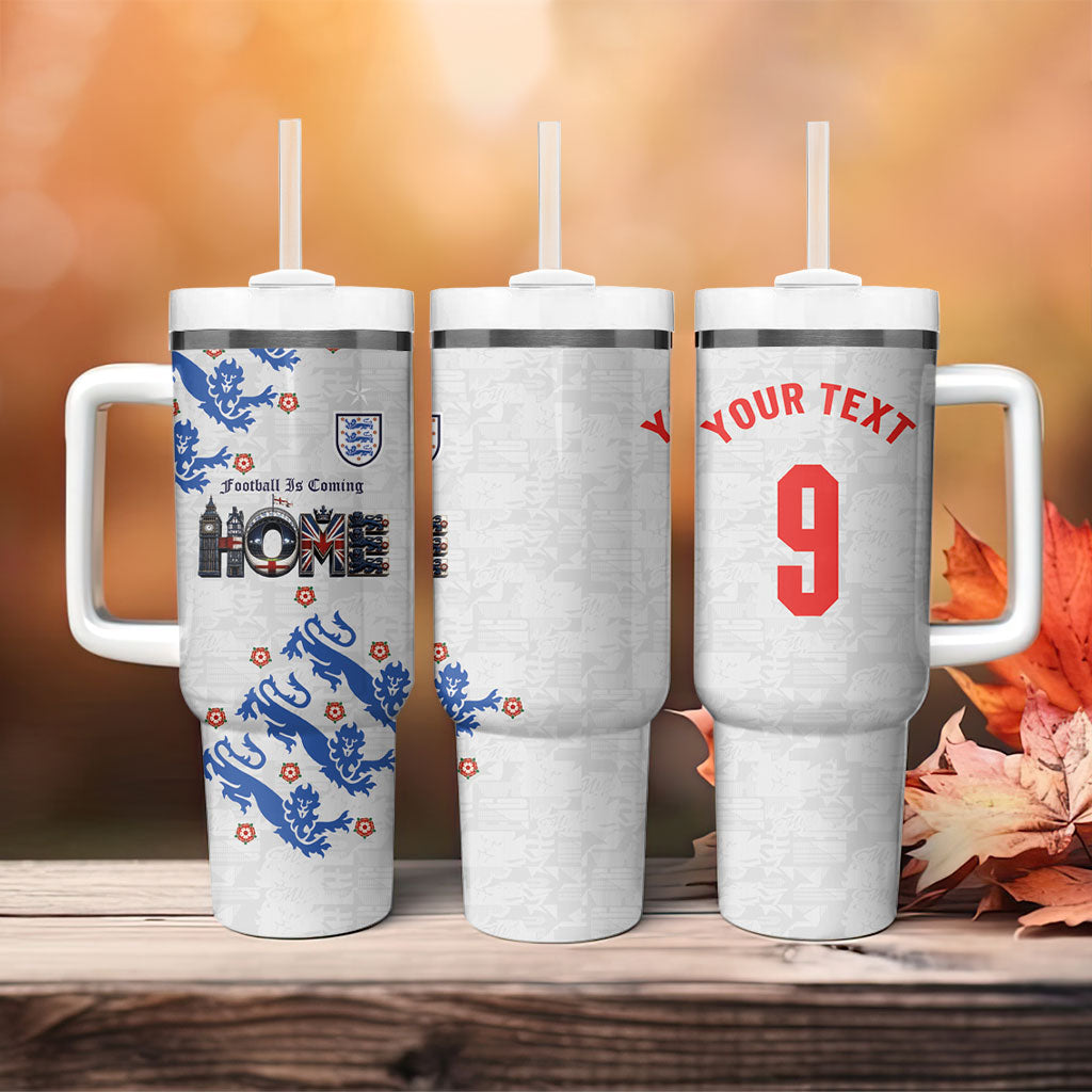 Custom England National Football Tumbler With Handle Football is Coming Home Typography Sporty Style
