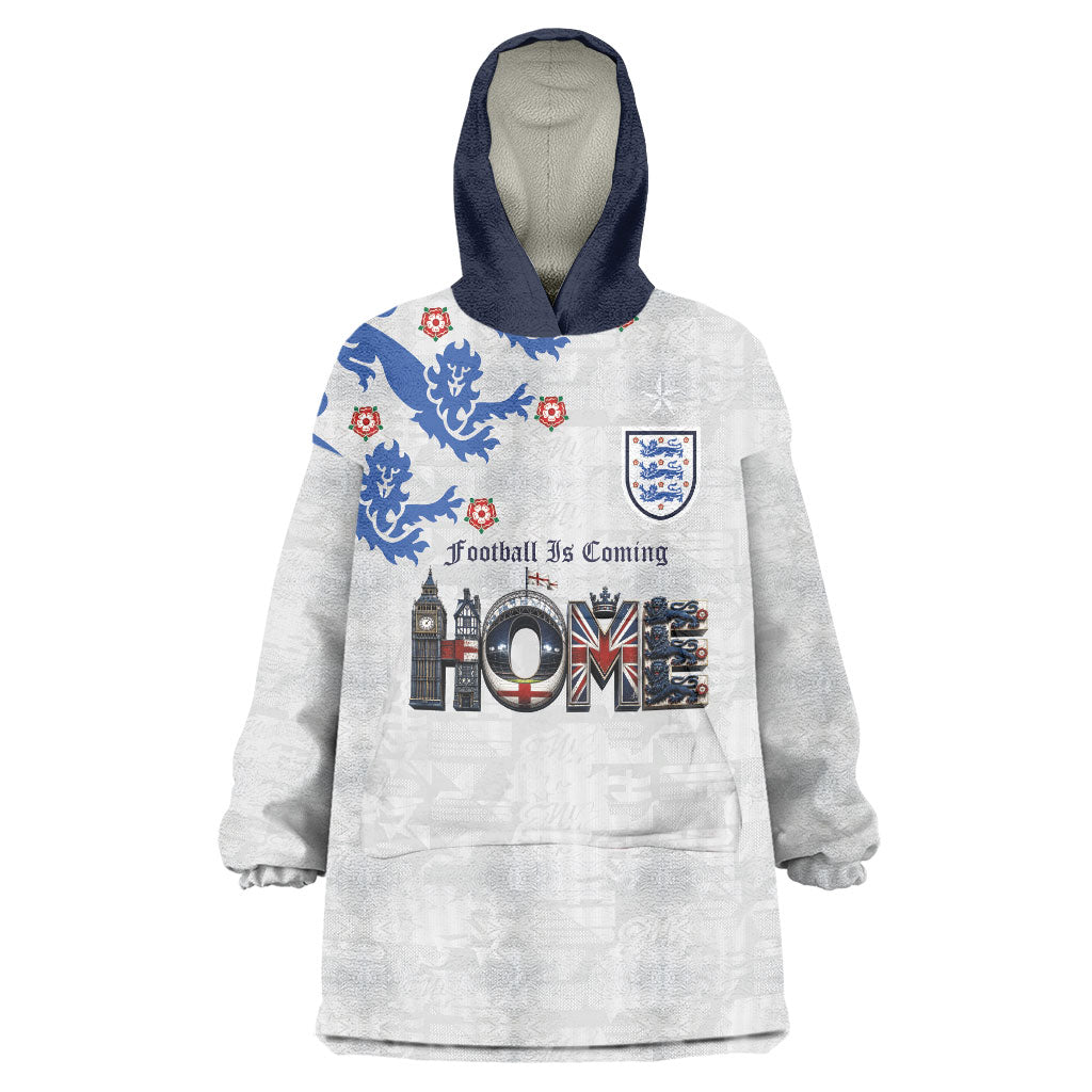 Custom England National Football Wearable Blanket Hoodie Football is Coming Home Typography Sporty Style