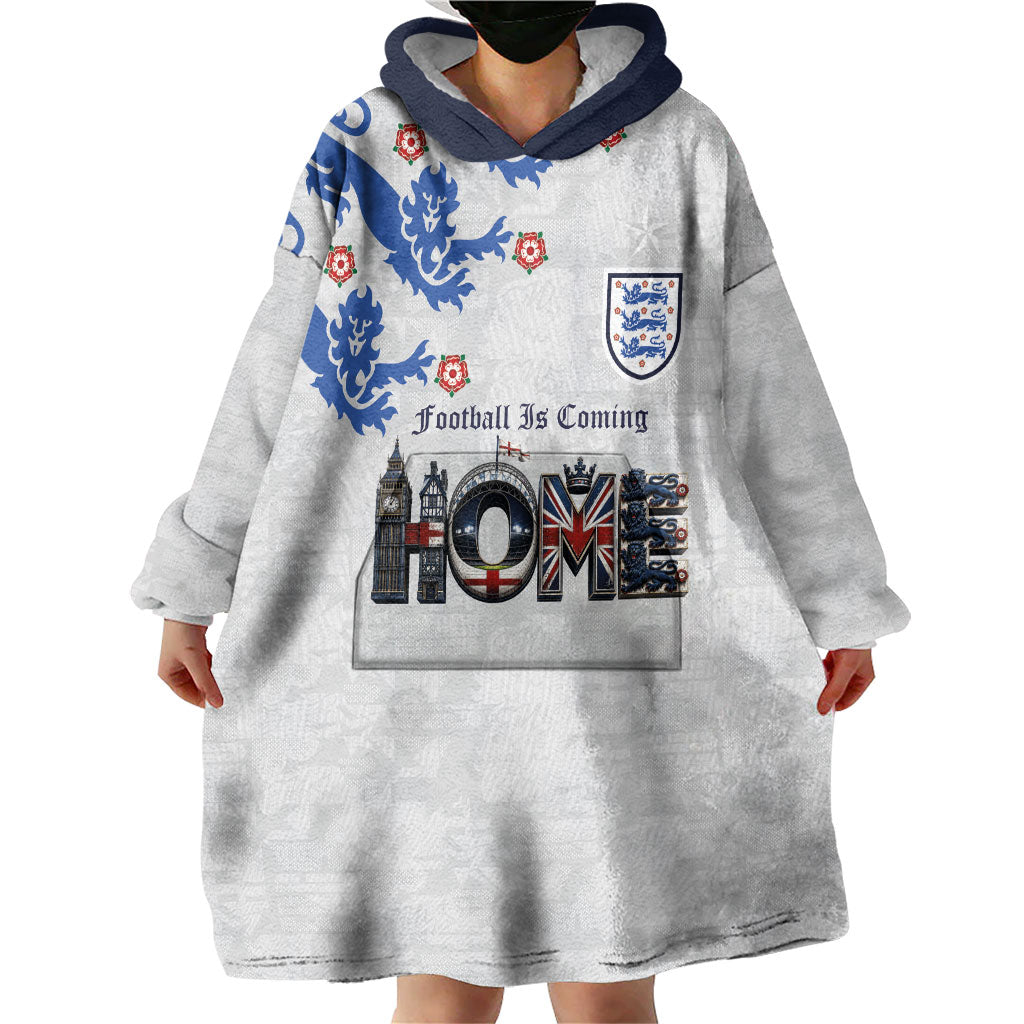 Custom England National Football Wearable Blanket Hoodie Football is Coming Home Typography Sporty Style