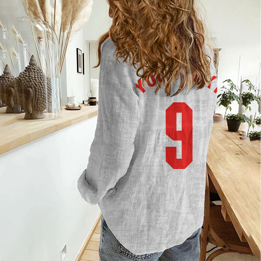 Custom England National Football Women Casual Shirt Football is Coming Home Typography Sporty Style