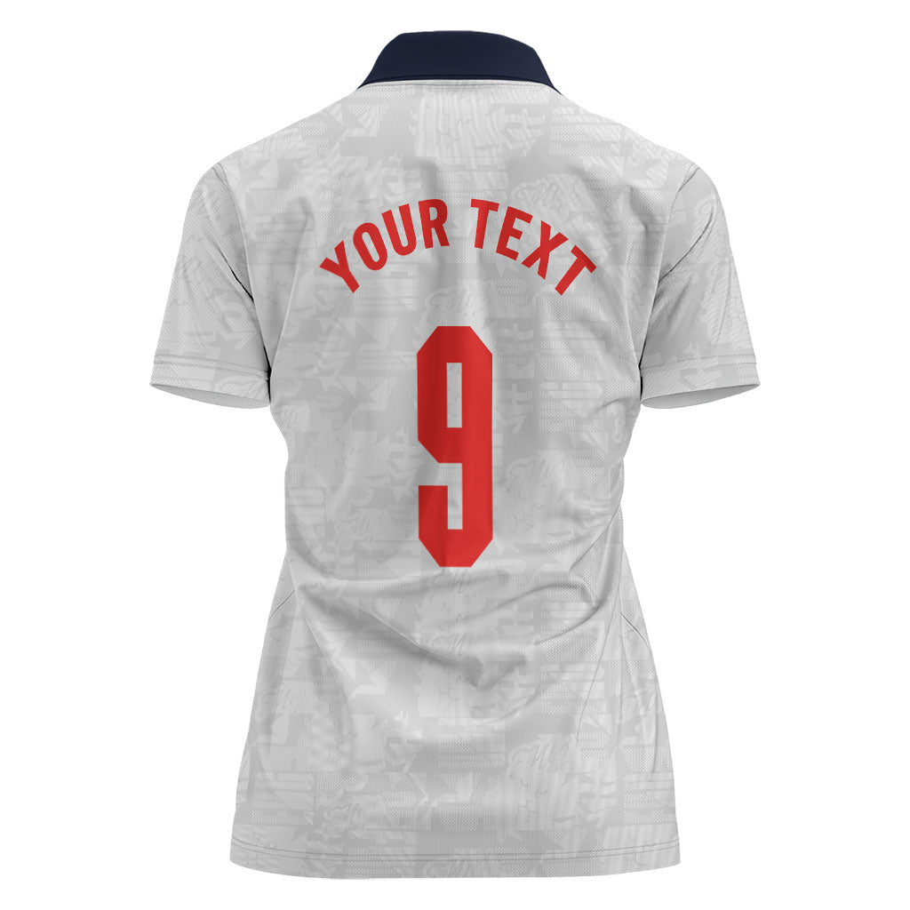 Custom England National Football Women Polo Shirt Football is Coming Home Typography Sporty Style