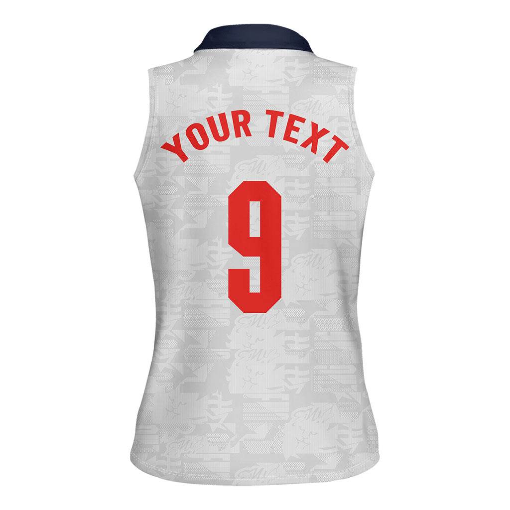 Custom England National Football Women Sleeveless Polo Shirt Football is Coming Home Typography Sporty Style