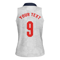 Custom England National Football Women Sleeveless Polo Shirt Football is Coming Home Typography Sporty Style